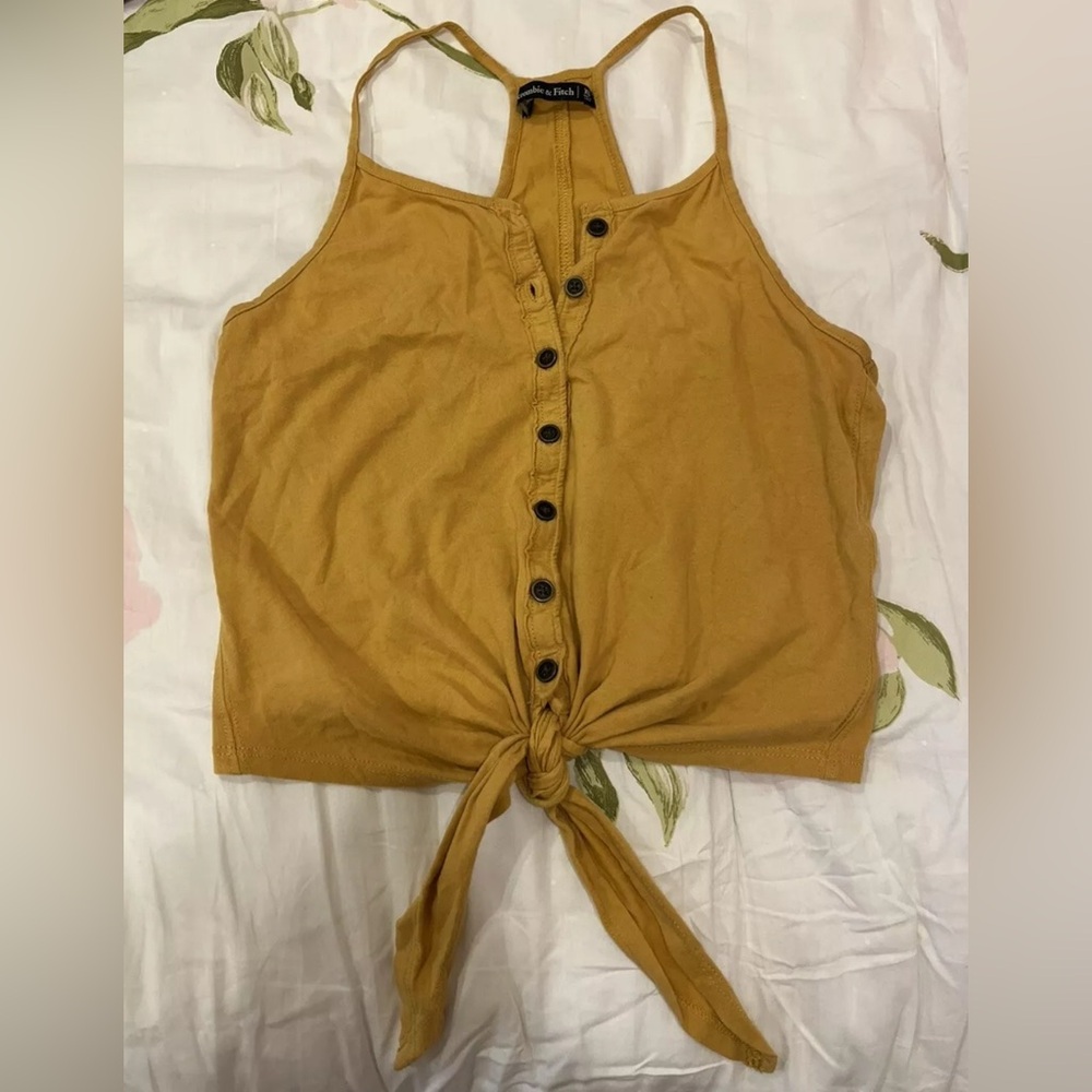 Abercrombie & Fitch Yellow Tie-Front Sleeveless Tank Top